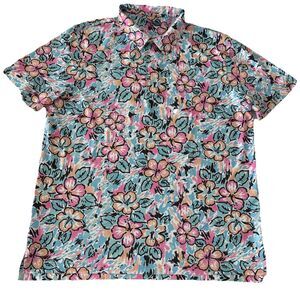 Chubbies Mens XXL Performance Polo Tropical Floral Hibiscus Golf Shirt Luau EUC